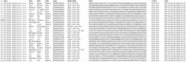 全新数据，沙特第二大银行体系阿尔拉吉银行信用卡数据-上传图片为数据格式-拍后自动发货！持续更新！禁止倒卖！