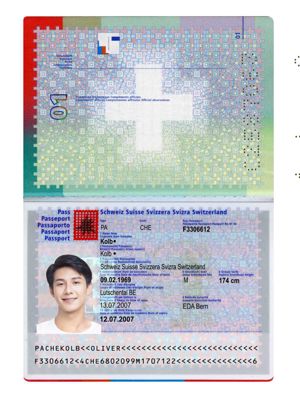 瑞士KYC认证素材模板，包含：护照、身份证、地址证明