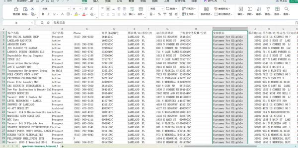 客户名称	客户名称	Phone	账单自动编号	所在地/站点城市	省份/州	站点街道地址	子账单业务位置/分店	免税状态	所在地/站点邮编	所在地/站点完整地址	单元号/门牌号	站点邮编（	住宅/建筑标识键	物业/场所标识键	优先级地址/首选