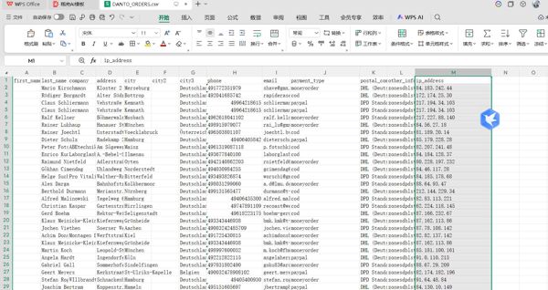 名字 姓氏 公司地址 城市 city2 city3 电话 电子邮件 payment_type 邮政公司 other_information ip_address