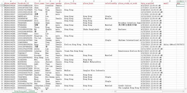 【网盘自动发货】⚡️香港Facebook用户数据293W⚡️下单自助提取下载链接