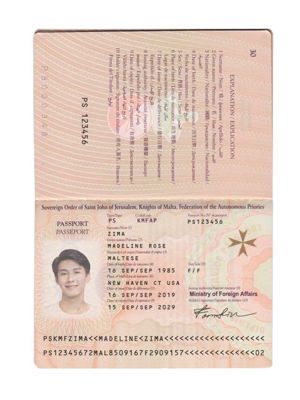 马耳他KYC认证素材模板，包含：护照/Passport