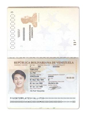 委内瑞拉KYC认证素材模板，包含：护照/Passport