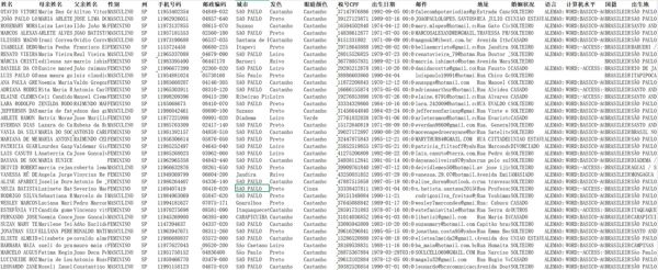 首发新库-巴西兼职在职模特招聘高薪工作数据5.5万条字段齐全-含税号CPF等信息-如图所示