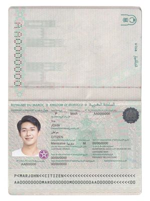 摩洛哥KYC认证素材模板，包含：护照/Passport