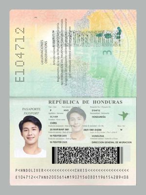 洪都拉斯KYC认证素材模板，包含：护照/Passport