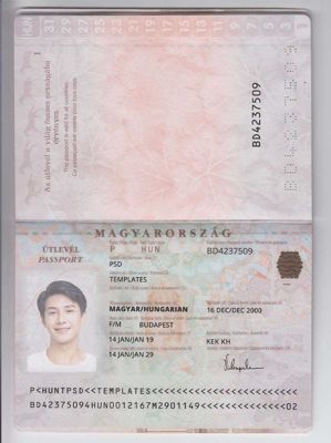 匈牙利KYC认证素材模板，包含：护照、驾照、身份证、地址证明