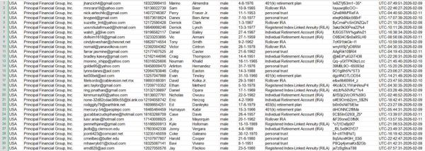 26年2月12号更新数据_美国信安金融集团（principal）投资与退休，全部格式，详情见图所示，无重复，男性，拍后自动发货，持续更新！