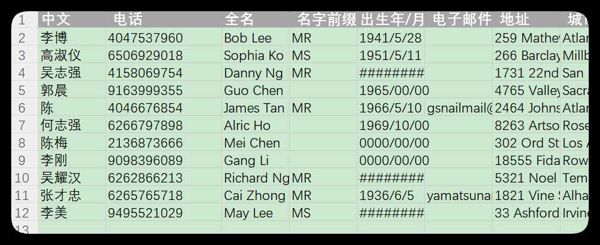 美国华侨目录 (11)种行业共100多条测试用