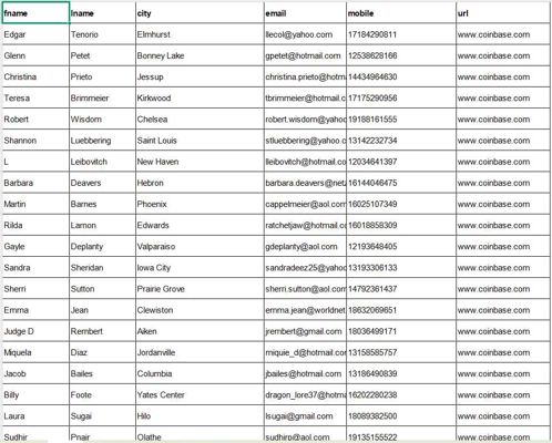 美国coinbase用户信息数据-21万-已去重
