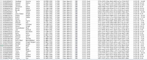 本站首发印度工业信贷投资银行（ICICI Bank Limited）定期存款数据72w，格式见图，无重复-男性，拍后自动发货，不懂得及时留言，上线后会回复，禁止倒卖，持续更新！