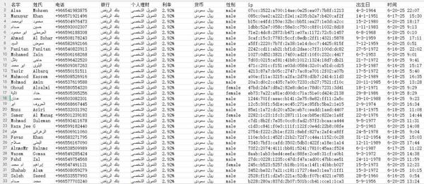 本次更新沙特利雅得银行个人理财数据，来源技术提取，格式如下所示，独家出售，禁止倒卖-拍后自动发货-欢迎合作！