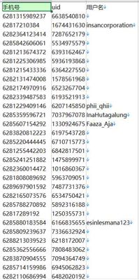 印尼TG开通带uid，用户名数据底料879万-已去重