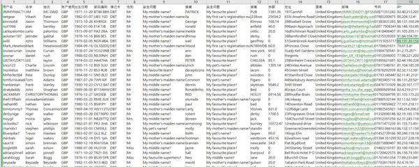 数据来源：https://www.paddypower.com/
内容：用户名|名字|姓氏|账户使用的货币|出生日期|邮政编码|借记卡|性别|安全问题|答案|安全问题|答案|余额|地址|国家|邮箱|号码|IP