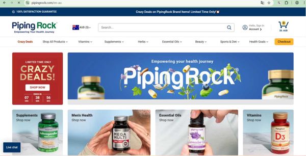 澳大利亚pipingrock.com保健品数据7万-带站点