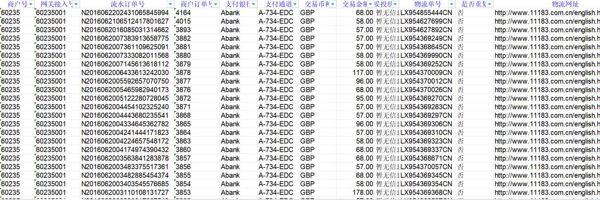外贸电商独立站订单数据1800万条