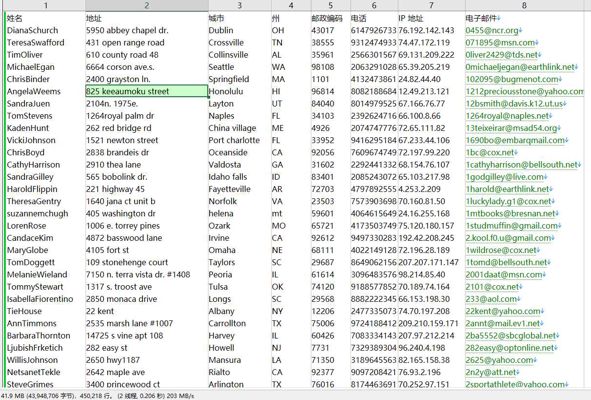 数据来源网站：https://www.states-dating.com/
内容：姓名,地址,城市,州,邮政编码,电话,IP 地址,电子邮件