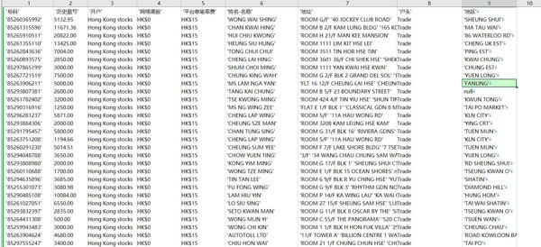 24年新出库-香港 -香港交易所-证券股票股民-91万条- 有需要可以尽快下单，购买后mega自动发货 数据格式请看下方截图