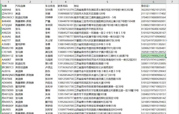 （2024年8月更新）-中国豪车车主-44万条-有需要可以尽快下单，购买后mega自动发货 数据格式请看下方截图