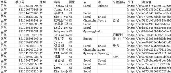 韩国女华侨1000条已过LINE