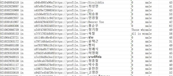 50k韩国已经过筛line高龄段数据