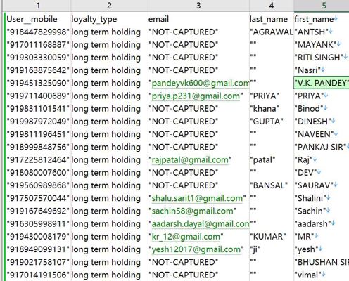 数据出自网站：https://zerodha.com/
内容：手机、忠诚度类型、电子邮件、姓氏、名字