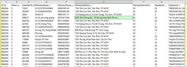 数据出自网站：https://vmstyle.vn/
内容：号码-姓名-地址-邮编-会员号-订单类型-金额等内容